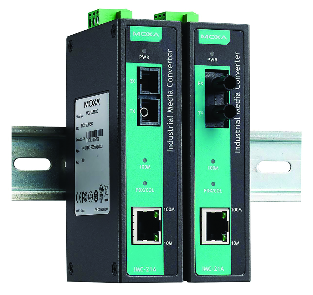 Other view of Moxa M IMC-21A-S-SC-T Industrial Media Convertor Model - 12-48Vdc - DIN-Rail Mounting - Metal - IP30