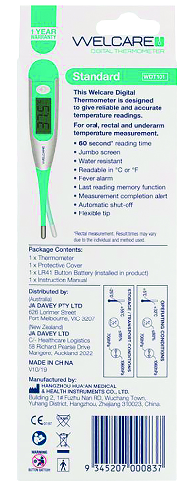 Other view of Welcare - Standard Digital Thermometer - 60 Second Readings - Professional Accuracy - Last Reading Recall - WDT101