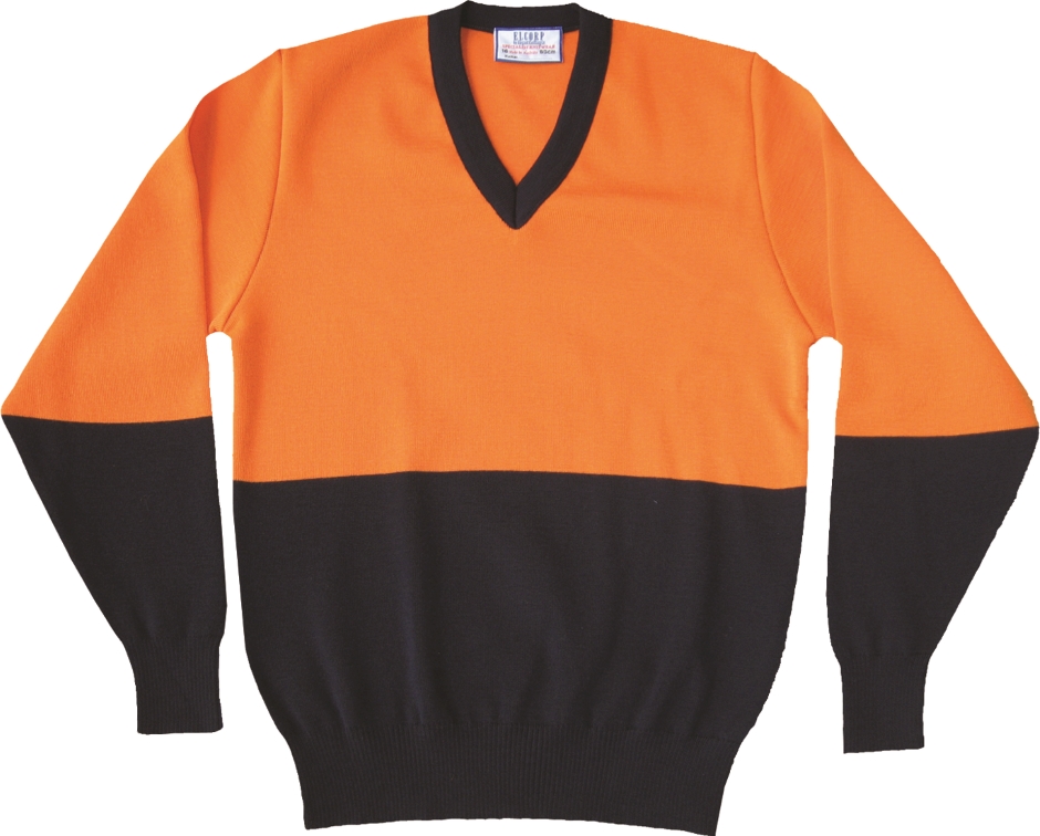 Other view of Men's Pullover – Wool – Orange/Navy – 22 – 06003 – Elegant Knitting